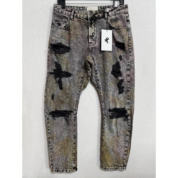 One Teaspoon Saints Jeans Women Size 30 Acid Distressed Bohemian Button Fly NWT - Picture 1 of 16